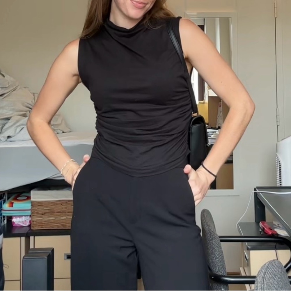 Maeve Black Sleeveless Turtleneck Top